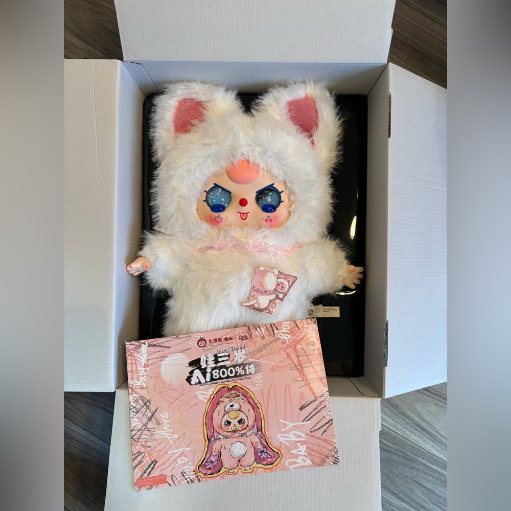 Baby Three 800% AI Plushies Artificial Intelligence Confirmed WHITE KITTY